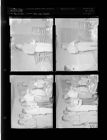 Men with bowling trophies (4 Negatives) (May 25, 1957) [Sleeve 57, Folder a, Box 12]
